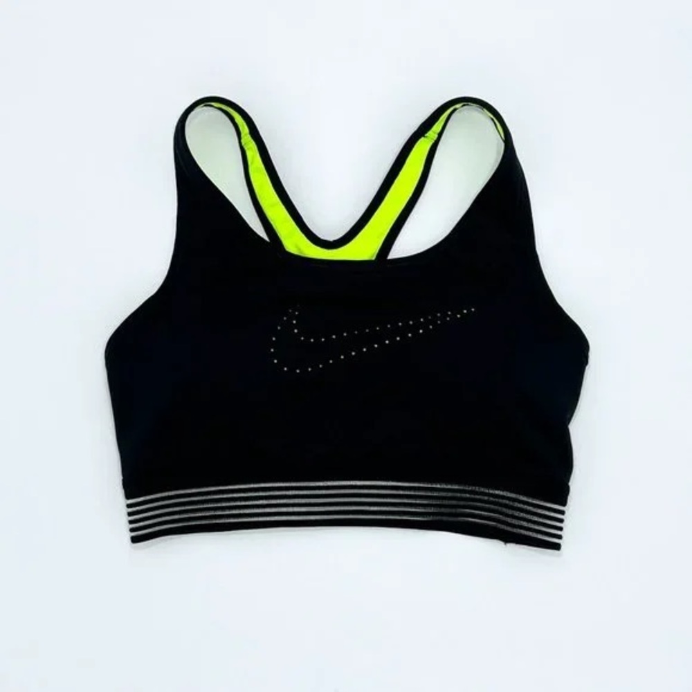 Nike Perforated Swoosh Sports Bra - Volt - lightly worn
